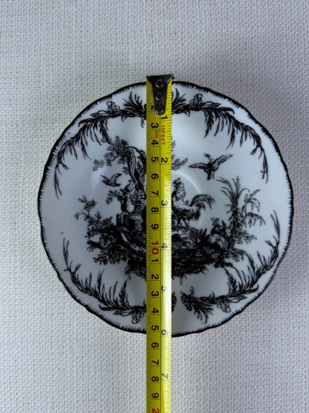 Aux Au Provence Rooster Toile Plate - Black White - French Country Saucer - Picture 4 of 8